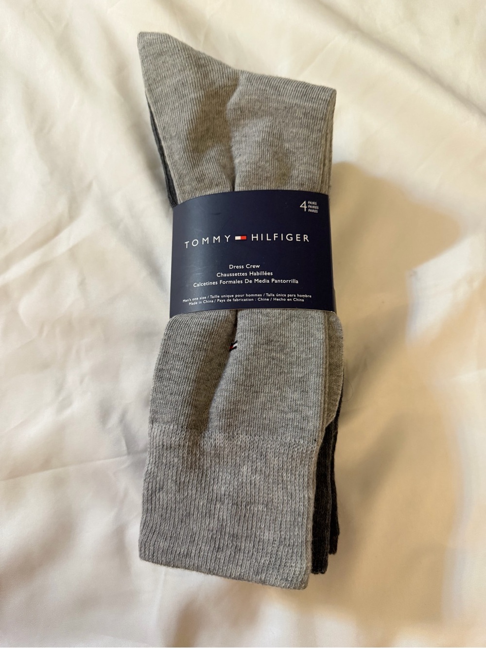 Tommy Hilfiger Light Gray Dress Crew Socks - 4 Pack